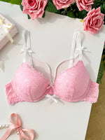 Sweet Lolita Women Bra Heart Floral Lace Underwire Push‑Up Bra Adjustable Strap Sexy Daily Lingerie