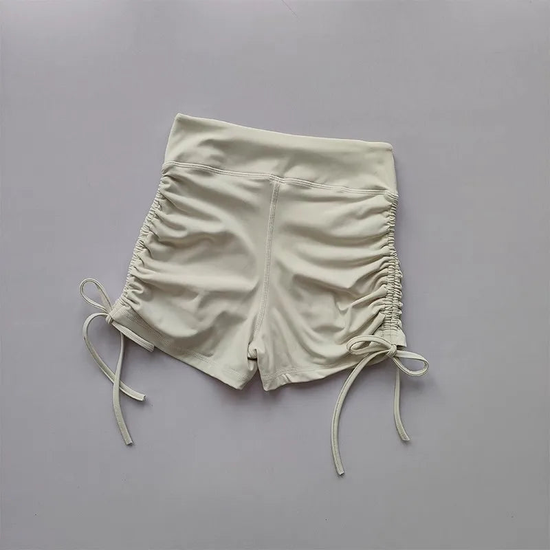 High-Waisted Women's Yoga Fitness Shorts Sexy Drawstring Tied Three-Part Sports Hot Pants for Fitness And Exercise