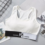 Women Racerback Cotton Blend Sports Cami Bra Stretch One Size Casual Daily Under Top Color Block Letter Band Tank Top