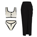2024 Black White Retro One Piece Swimsuit Women Bow Tie Swimwear and Skirt Sexy Push Up Bathing Suit Monokini Beachwear Bodysuit