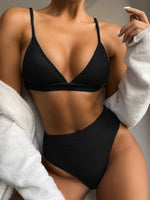 5 Colors Sexy Bikini Women Solid High Waist Swimwear Swimsuit Bikinis Set Ribbed Bathing Suit Female Maillot De Bain Femme 2026
