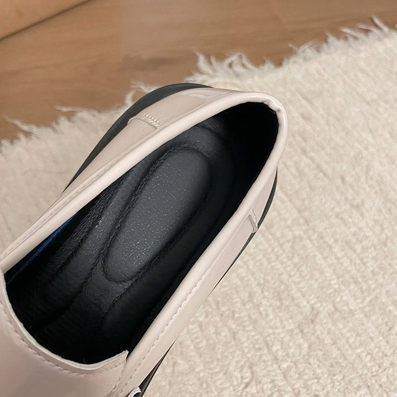 2025 Bowknot Decor Platform Loafers Women Fashion High Heel Jk Pu Leather Shoes Woman Korean Slip On Thick Sole Shoes Female