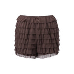 Women’s Layered Ruffle Bloomers Fashion Low Waist Bow Front Solid Color Shorts Casual Summer Mini Shorts