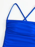 DEKA One-Piece Swimsuit Bodysuit Off The Shoulder Swimwear WomenWhole Ruched Lace Up Drawstring Bikini Bath Suit Sexy