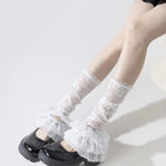 Women Lace Tiered Ruffle Leg Warmers Summer Elegant Stacked Mesh Socks for Dance Party Daily Wear
