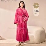 2026 Autumn Winter New Thick Coral Fleece Couple Bathrobe, Long Flannel Robe for Men Women Warm Home Pajamas Loungewear