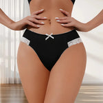 1pcs Sexy Lace Bow Lady Briefs Floral Patchwork Panties Breathable Female Underpants Elegant Lingerie Women Panties Underwear