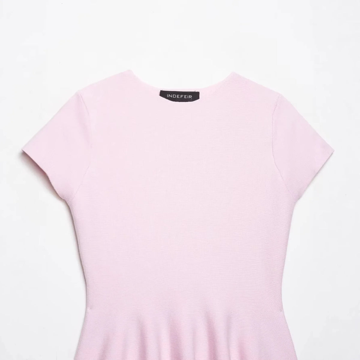 Women's Fashion Skirt Knit Top Women Pink Solid Color V Neck Short Sleeve Knit Top Hem Slim Fit Casual Elegant For Summer HFZN