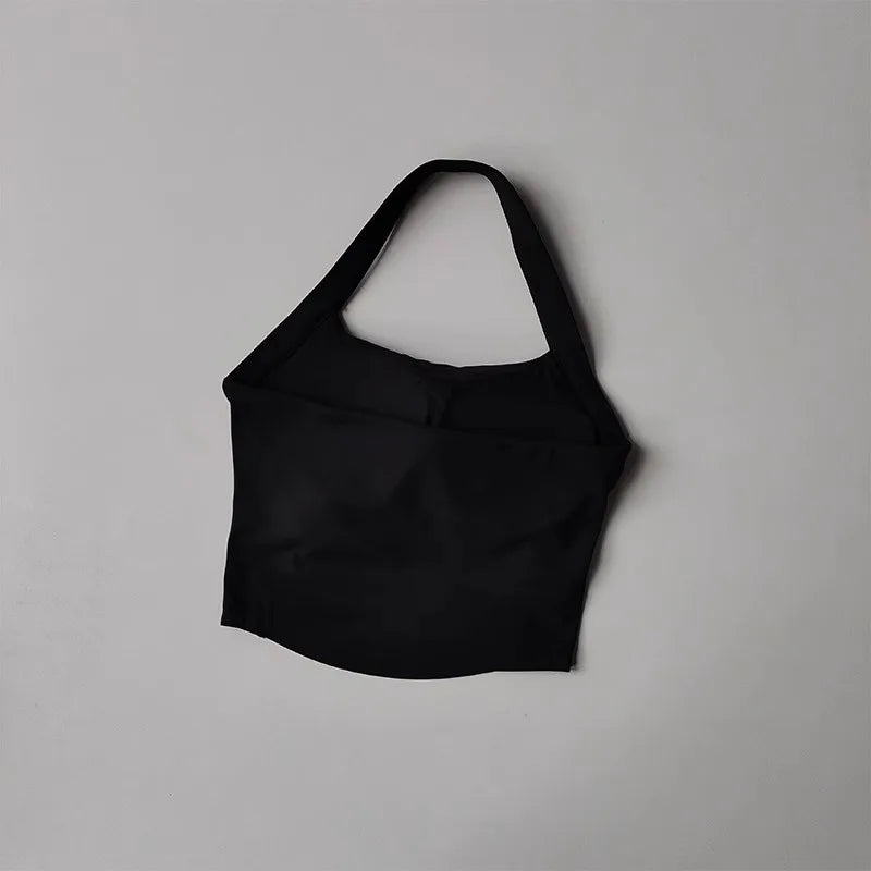 Women's Shock-Absorbing Yoga Sports Bra Neck Hanging Pleated Design Fitness Training Pilates Outdoor Vest Gathered Comfortable
