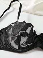 Transparent Floral Two Pieces Exquisite Lace Lingerie Set Ultrathin Bra Briefs Set Solid Exotic Lingerie For Ladies 23171A