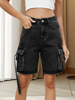 Women Cargo Denim Shorts Casual Summer Loose Solid Colors Jean Short Pants for Vacation Beach Club Streetwear