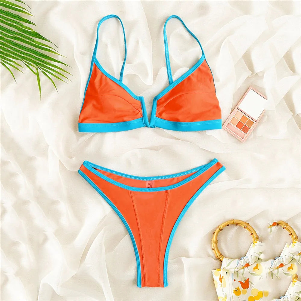Sexy Black Bikinis Sets Pink Edge Swimwear V Neck Swimsuit Woman 2026 Micro Thong High Cut Bathing Suit Bikinis De Mujer Biquini