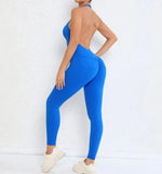 Women's Seamless Yoga Jumpsuits Sports Fitness Peach Hip-lifting Beauty Backless One-piece Pocket Tight Workout Gym Bodysuit