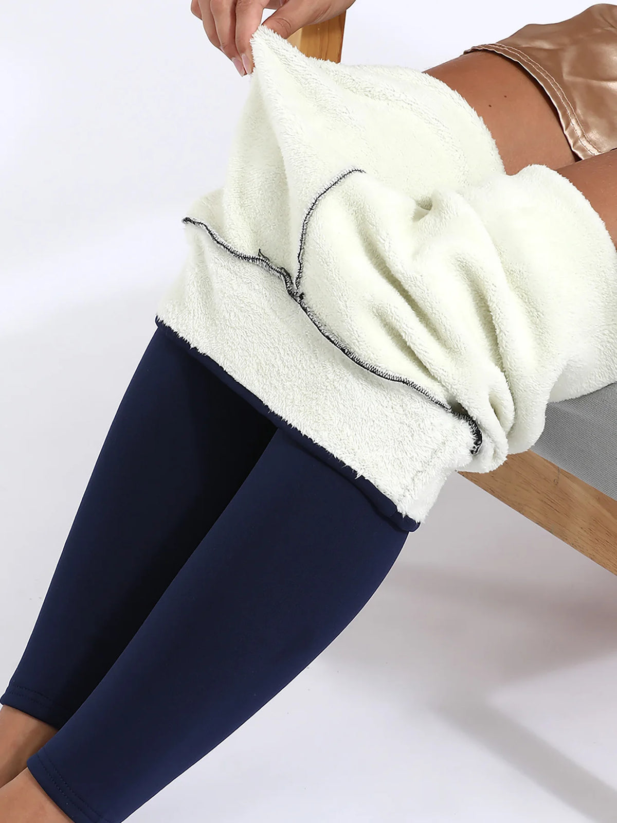 Winter Ultra Thick Imitation Lamb Cashmere Artificial Velvet Leggings Women Plush Thickened High Waisted Long Warm Pants