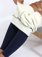 Winter Ultra Thick Imitation Lamb Cashmere Artificial Velvet Leggings Women Plush Thickened High Waisted Long Warm Pants
