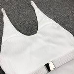 V Neck Ribbed High Cut Women Swimwear One Piece Swimsuit Female Backless Monokini with Waist Belt Bathing Suit Swim Beachwear