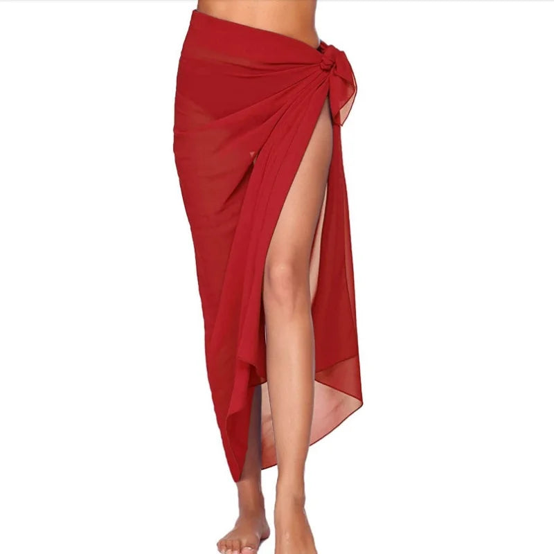 Women's Beach Long Skirt Chiffon Swimsuit Coverups Summer Bikini Wrap Sheer Scarf for Swimwear Cover Ups Sexy Bikini Wrap Shawls
