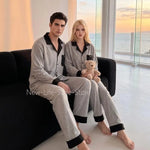 Couple Dralon Pajama Set, Autumn Winter Long Sleeve Long Pants Two Piece Outfit, Soft Skin Friendly Warm Loungewear Men Women