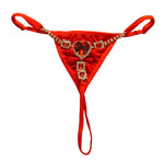 Mini G-string Bikini Thong Sexy Rhinestone Thong for Women Low Rise T Back Underpants Waist Body Chain Jewelry for Festival Rave
