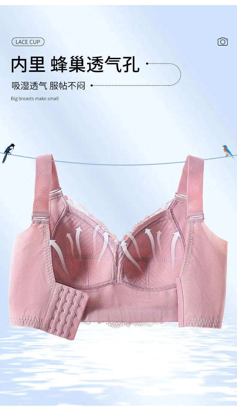 Womens Full Coverage Lace Push Up Bra Wireless Large Size Anti-sagging Underwear Female Lingerie 34 36 38 40 42 44 48 50 C D E