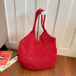 Yarn Hollow Out Large Capacity Shoulder Bags Summer New Ladies Bags Casual Soft Versatile Women's Handbags