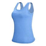 Women Yoga Vest Super Soft Stretch Fabric Built-in Bra Camisole Square Neck Sleeveless Slim Fit Layering Tops Lady Activewear