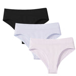 3Pcs/Set High Rise Briefs Women Classic Panties Female Underpants Solid Color Panty Plus Size Underwear Sexy Lingerie S-3XL