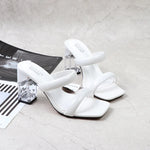 2025 Women's Shoes Summer Women Sandals Casual Shoe 8cm Heels Comfort Square Heel Slippers Footwear Female Crystal Thick Heels