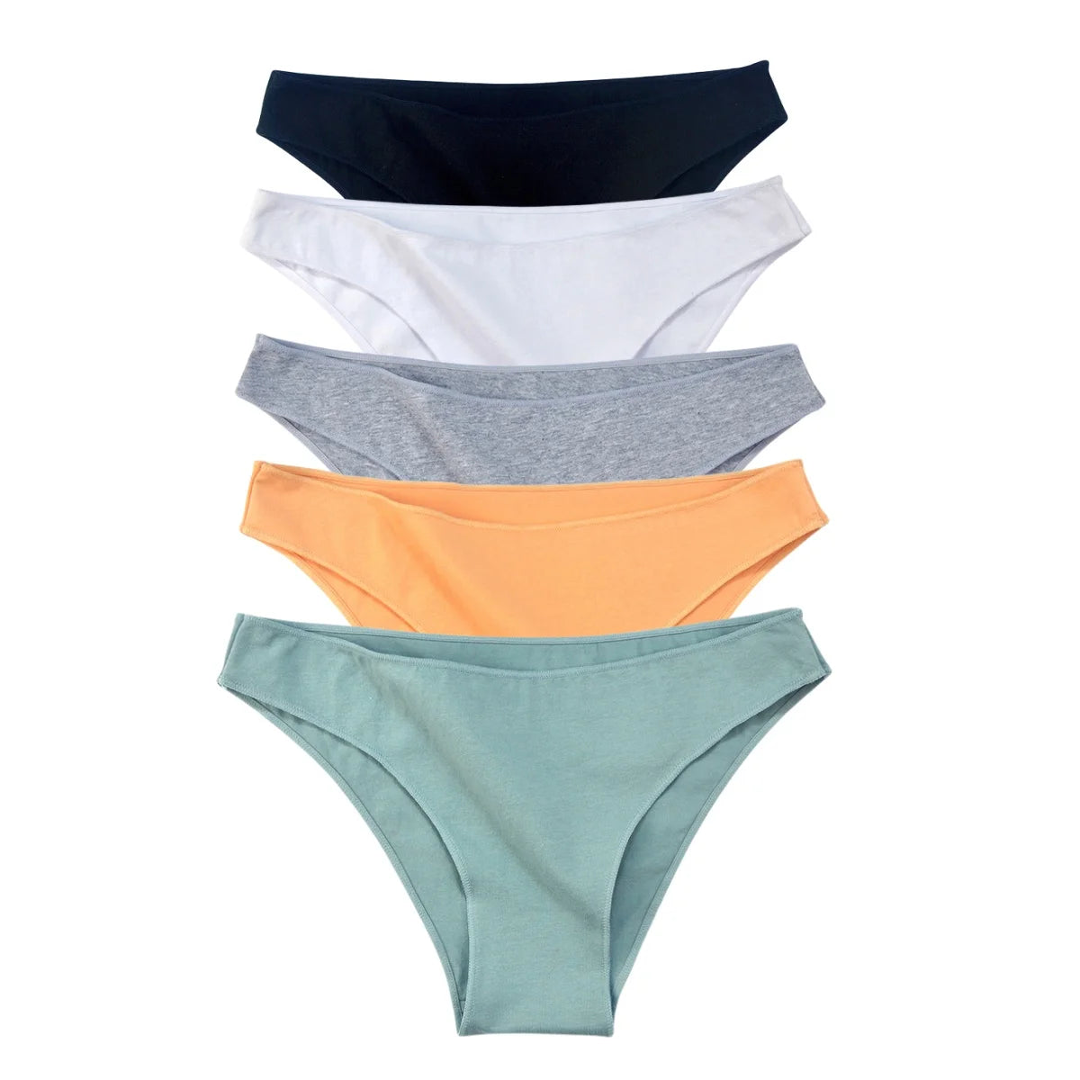 5Pcs/Set Cotton Classic Panties Women Low Rise Briefs Solid Color Breathable Underwear Sexy Lingerie Intimates Underpants M-XXL