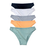 5Pcs/Set Cotton Classic Panties Women Low Rise Briefs Solid Color Breathable Underwear Sexy Lingerie Intimates Underpants M-XXL