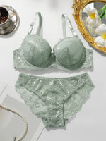 Two Pieces Transparent Floral Bras Panties Set Clothing Sexy Underwire Push Up Lingeries For Women lace bra A2123