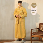 Thick Cozy Fleece Couple Bathrobe, Men Women Long Warm Loungewear, Autumn Winter Flannel Plus Size Robe Pajamas
