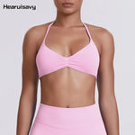 Hearuisavy Sports Bra Woman Gym Tops Sportswear Female Underwear Yoga Clothes Breathable Fitness Crop Top Push Up Workout Bras