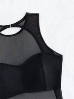 Sexy See Through One Piece Swimsuit 2025 Women Solid Black Mesh Transparent Hollow Out Backless Bathing Suit Swimwear Beachwear
