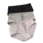 3Pcs/Set Cotton Panties Low Waist Briefs Solid Color Lingerie Women Underpants Comfy Breathable Underwear Intimates