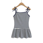 Sweet Double-shoulder Strap Striped Color-block Camisole For Women Unique Design Patchwork Pure Desire Dress Elegant Casual WIKO