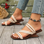 2026Women's Fashion High Heels Sandals Square Toe Wedge Heeled Dress Shoes Woman Comfort Slip on Thin Strap Sandals