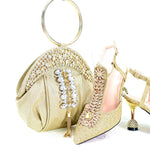 Doershow beautiful Italian Shoes And Bag Sets For Evening Party With Stones Italian Leather Handbags Match Bags! HRT1-33