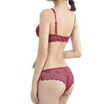 Women Floral Lace Bra And Panties Set Wire Free Bralette Low Rise Briefs Sexy Lingerie Set Ladies Lace Underwear Set