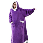 New 120/150cm Winter Thick Blanket Extra Plush Hoodie Lengthened Large Pocket Imitation Cashmere Home Coat Fleece TV Blanket 1pc