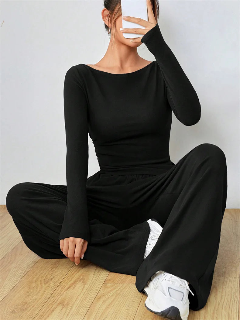 New Women's Home Clothes Sleepwear Loose Wide Leg Pants Two Piece Set Soft and Comfortable Sports and Leisure Fashion Set Hot