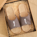 Breathable Cotton Flax Slippers For Women Men Indoor Shoes Anti-slip Light Weight Cute Cartoon Couples Home Floor Slides
