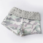 Womens Fold Over Shorts Stylish Rivet Design Low Rise Bodycon Slim Fit Summer Shorts Casual Daily Fashion Streetwear
