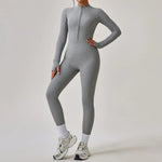 Women's Jumpsuits One-Piece Suit Yoga Set Zipper Long Sleeve Gym Push Up Workout Clothes Fitness Bodysuit Sportswear Tracksuit