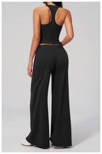 Women's Summer Two Piece Yoga Sets Slimming Sports Tank Top Lifted Buttocks High Waist Flare Pants Gym Fitness Suits Tracksuit