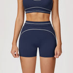 Quick Dry High Waist Yoga Shorts Contrast Color Blocking Splicing Training Sports Pants Push Up Hip Lifting Fitness Yoga Shorts