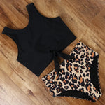 High Waist Bikini Sexy Swimwear Women Striped Leopard Front Tie Push Up Two Piece Swimsuit Beach Bathing Suit Vacation Outfits