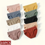 10Pcs/Set Seamless Panties Women Low Rise Panties Sports Briefs Underwear Comfort Underpants Female Sexy Lingerie
