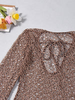 Sexy hollow bikini swimsuit cover-up European and American summer solid color beach dress