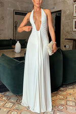 Sexy Deep V Halter Neck Long Dress Women Elegant Bandage Patchwork Luxury Evening Dresses Solid Color Hot Girls Party Vestidos